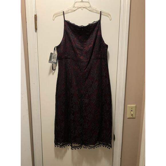 Women’s red and black Mid-length Spaghetti Straps Dress By Rampage size 12 NWT - Picture 1 of 8
